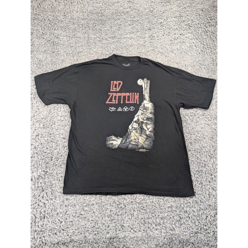 Led Zeppelin Shirt Men 2XL XXL Black Short Sleeve Band Graphic Tee Crew Neck